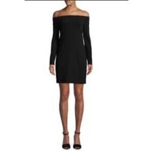 Lumiere Black Off Shoulder Long Sleeve Bodycon Midi Dress - Size L‎